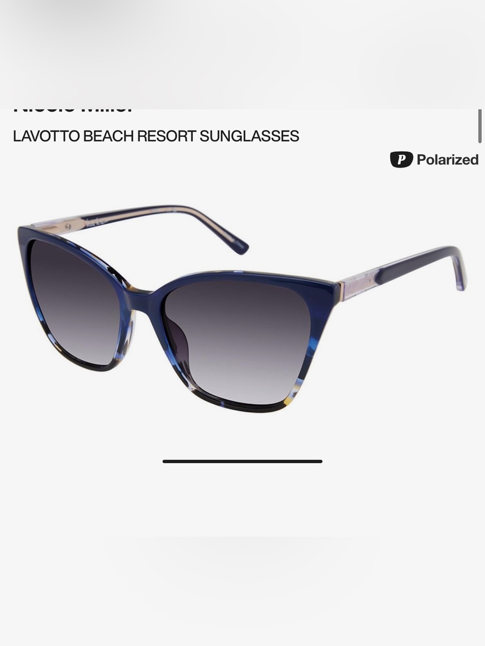 Nicole miller Polarized Blue Gradient yellow accents Cat-Eye Sunglasses
